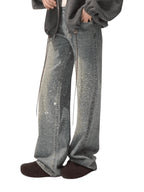 Washed Cotton Straight-Leg Jeans