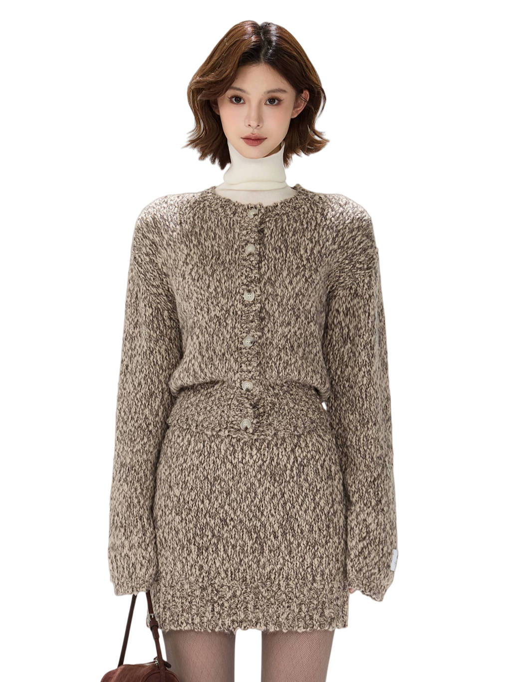 Wool Knit Cardigan & Mini Skirt Set