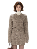Wool Knit Cardigan & Mini Skirt Set