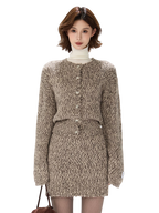 Wool Knit Cardigan & Mini Skirt Set