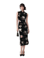 Gilded Velvet Floral Cheongsam Dress