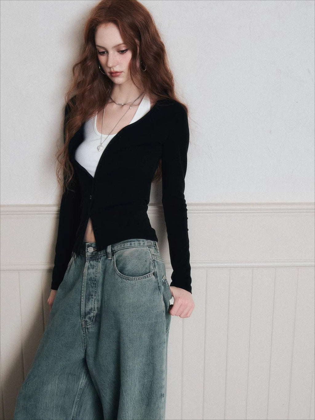 Layered Halter Camisole & Knit Cardigan Set