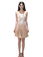 Lyocell Linen A-Line Lace-Trim Mini Skirt