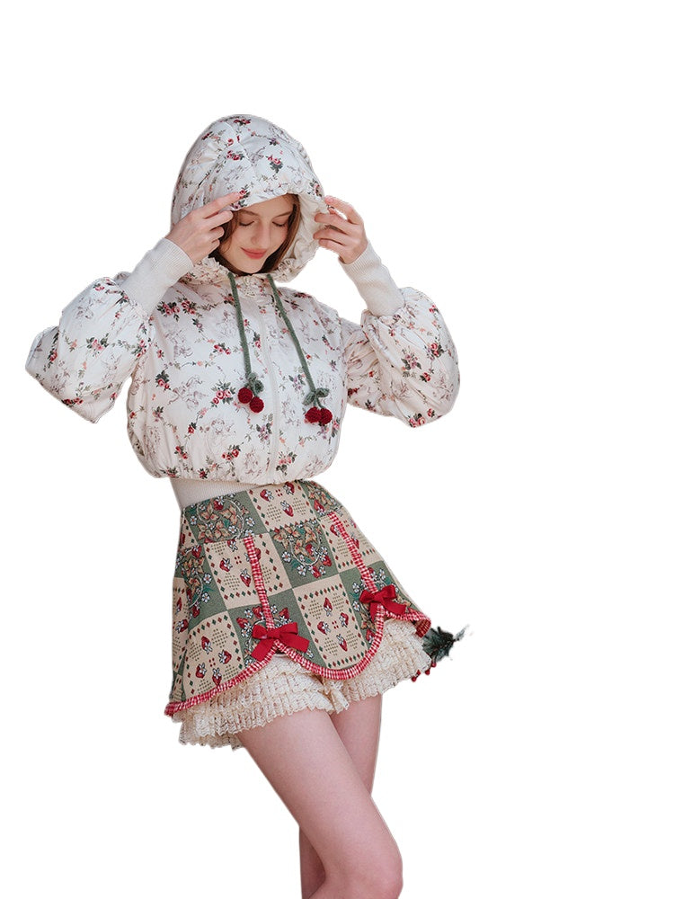 French Playful Quilted Down Dress & Jacket Set