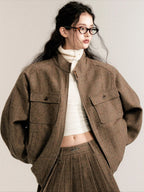 Vintage Collegiate Wool Jacket & Mini Skirt Set