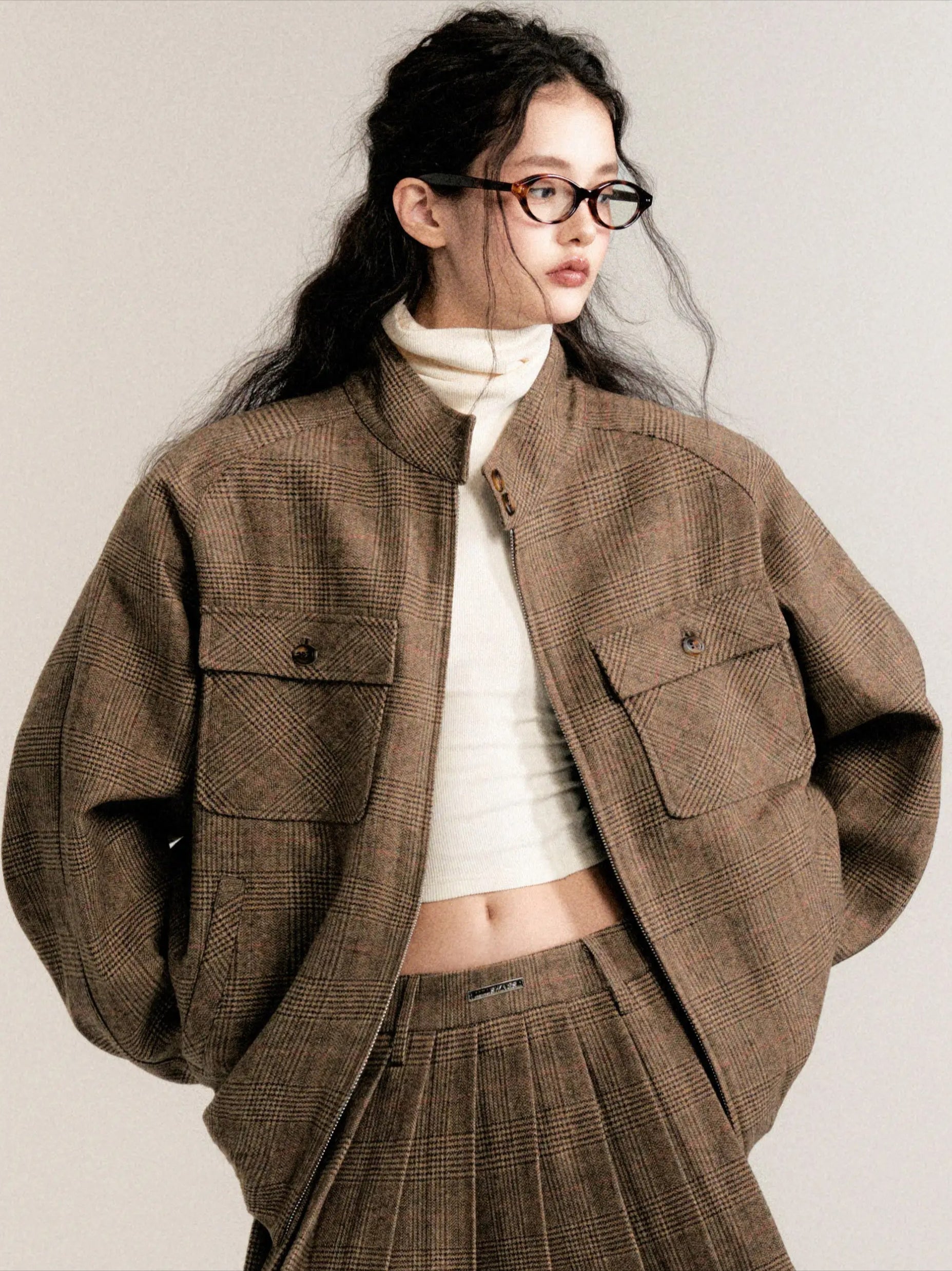 Vintage Collegiate Wool Jacket & Mini Skirt Set