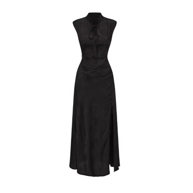 Chinese-Style Slim-Fit Cheongsam Maxi Dress