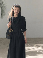 Ribbon Waist-Cinched Maxi Dress
