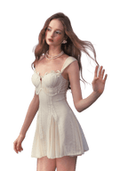 Vintage Shell-Texture Stretch Mermaid Slip Dress