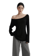 Waist-Cinching Fitted Long Sleeve T-Shirt