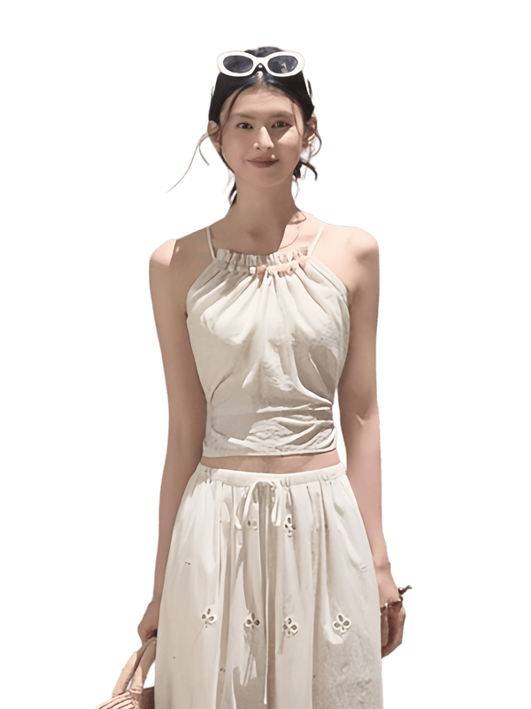 Floral Breeze Beaded Halter Camisole