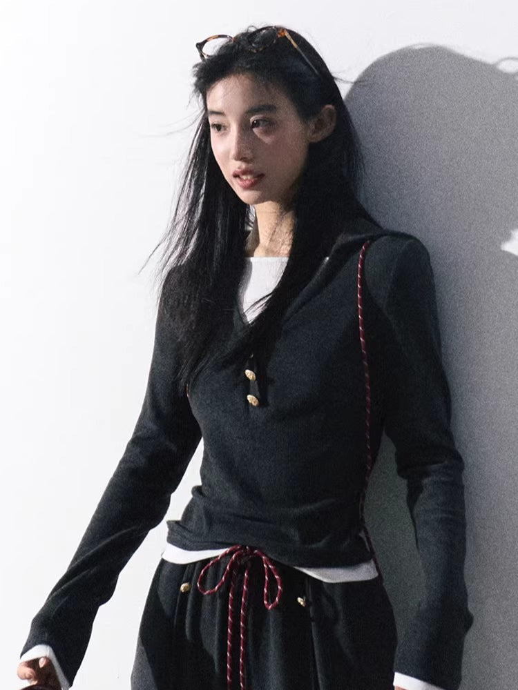 Knit Base Top & Wide-Leg Pants Set