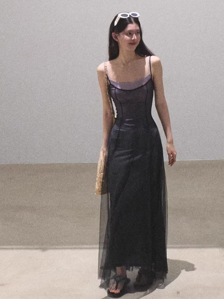 Gradient Mesh Slimming Resort Dress