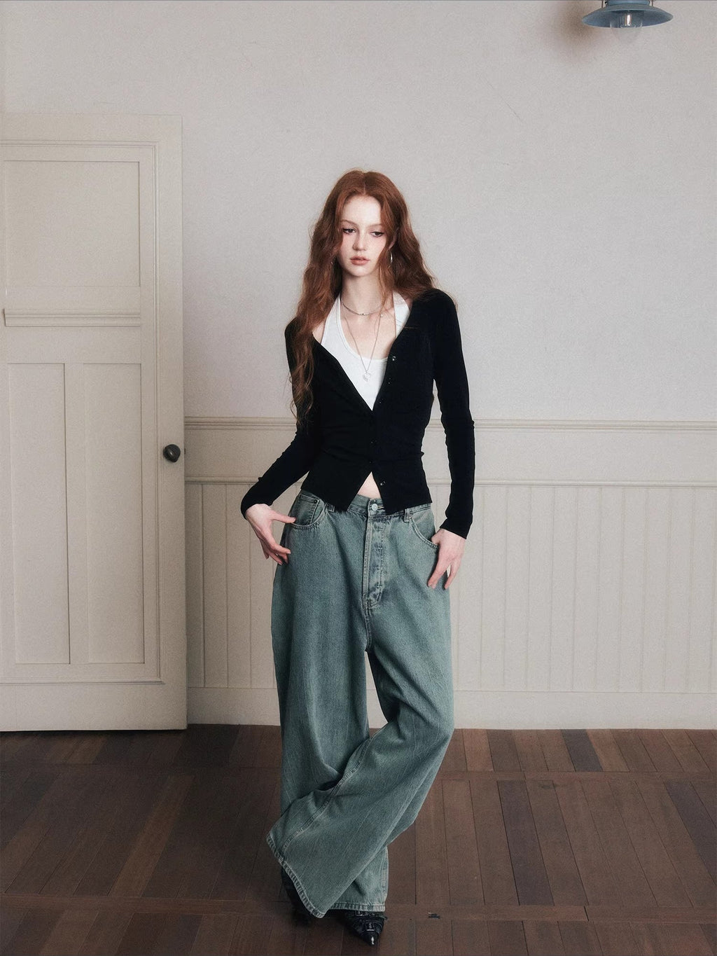 Layered Halter Camisole & Knit Cardigan Set