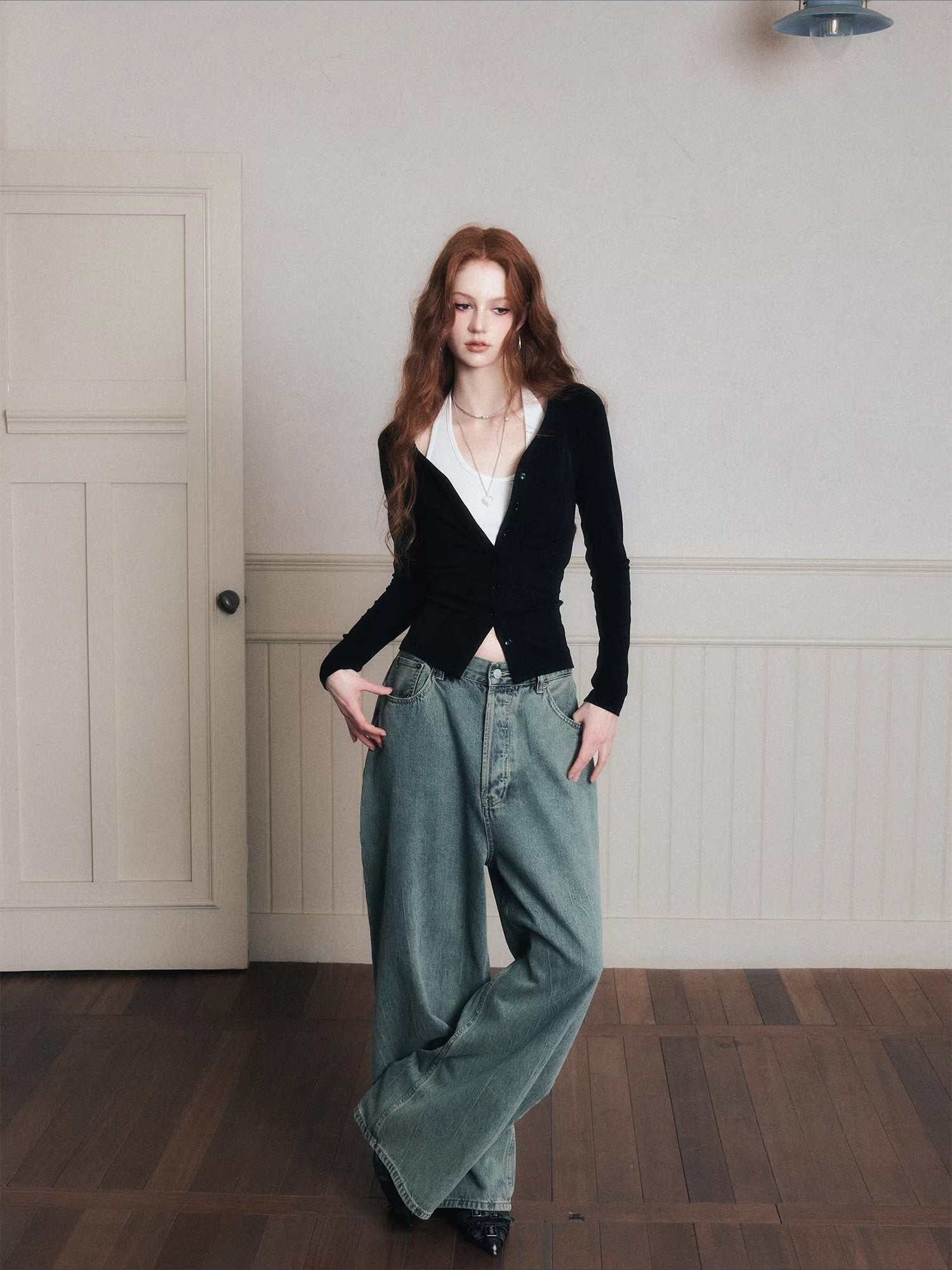 Layered Halter Camisole & Knit Cardigan Set