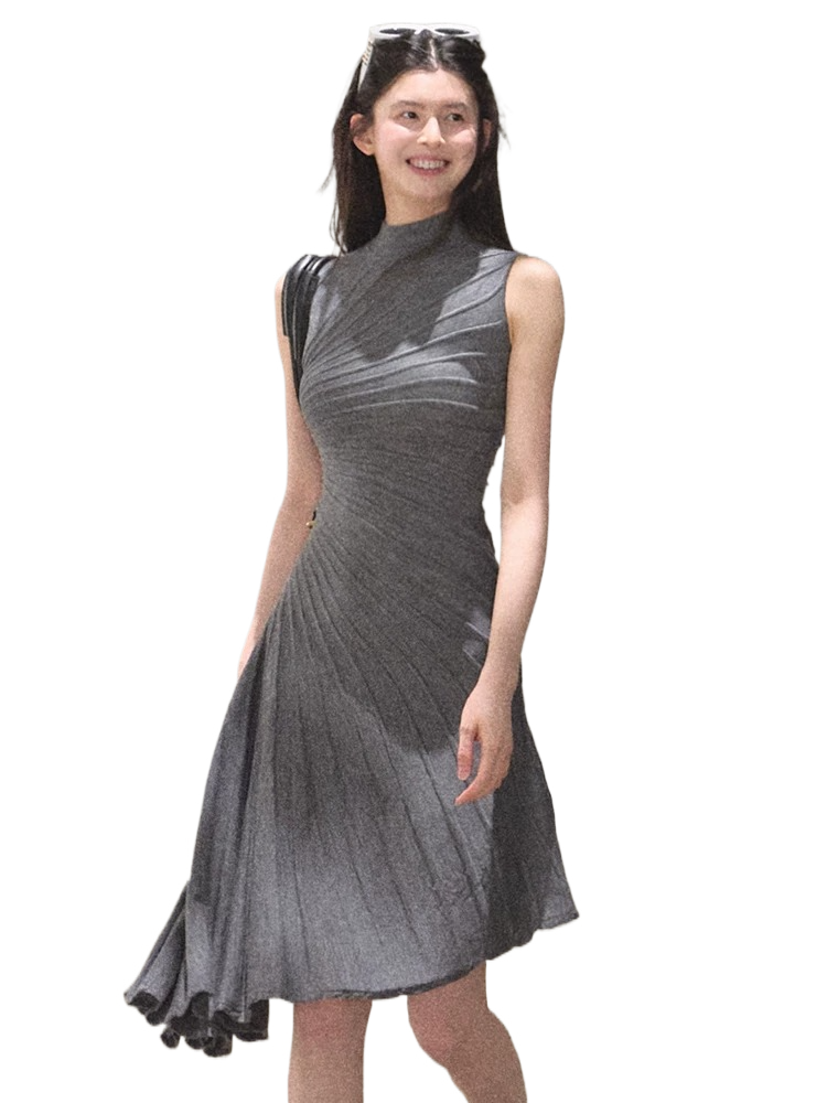 Her Poem Luxe 80s Pure Wool Sleeveless Waist-Cinched Dress