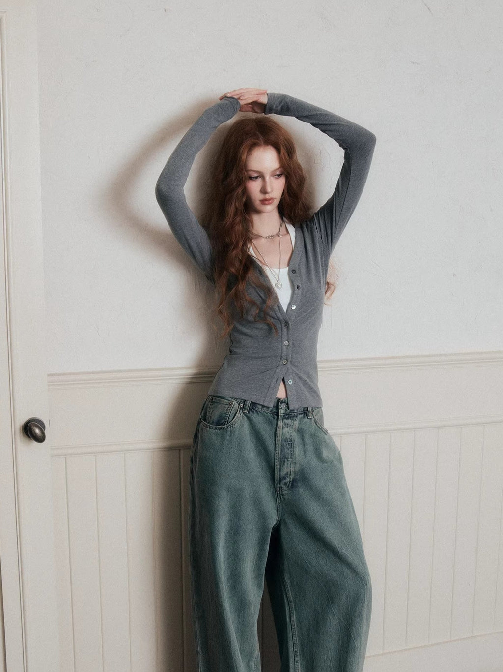 Layered Halter Camisole & Knit Cardigan Set