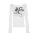 Street-Style Printed Mesh Long-Sleeve T-Shirt