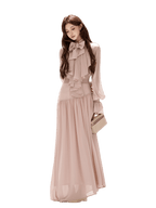 V-Neck Lantern Sleeve Maxi Dress