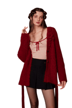 Hand-Crocheted Wool Knit Cardigan