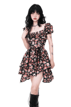 Lace-Up Asymmetric Waist-Defined Dress