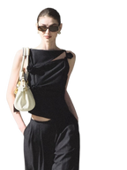 Silent Fragrance Lyocell Wool Off-Shoulder Slim Fit Top