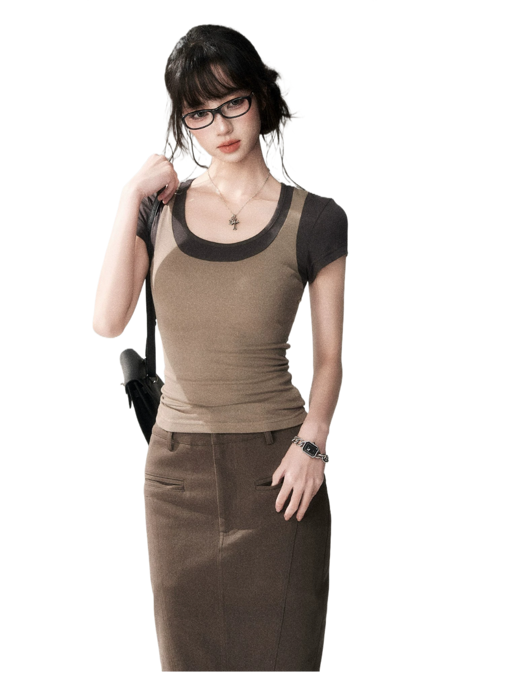 Contrast Trim Fitted Short Sleeve Tee