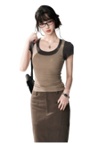 Contrast Trim Fitted Short Sleeve Tee