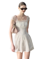 Lace-Spliced Cinched-Waist Vacation Camisole Dress