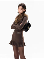 Cold Heiress Detachable Fur-Collar Mini Dress