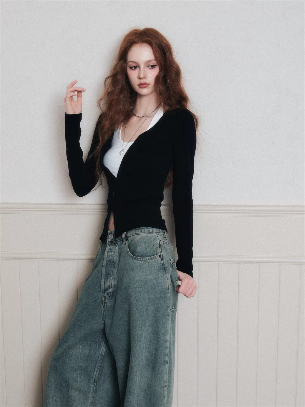 Layered Halter Camisole & Knit Cardigan Set
