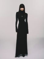 Slim-Fit Turtleneck Flared-Sleeve Knit Dress