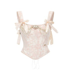 Jacquard Corset Top & Satin Ruffle Skirt Set