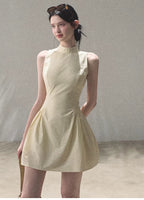 Vanilla Spring Halter Backless Dress