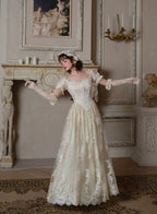 Candlelit Tears Antique Lace Corset Wedding Dress