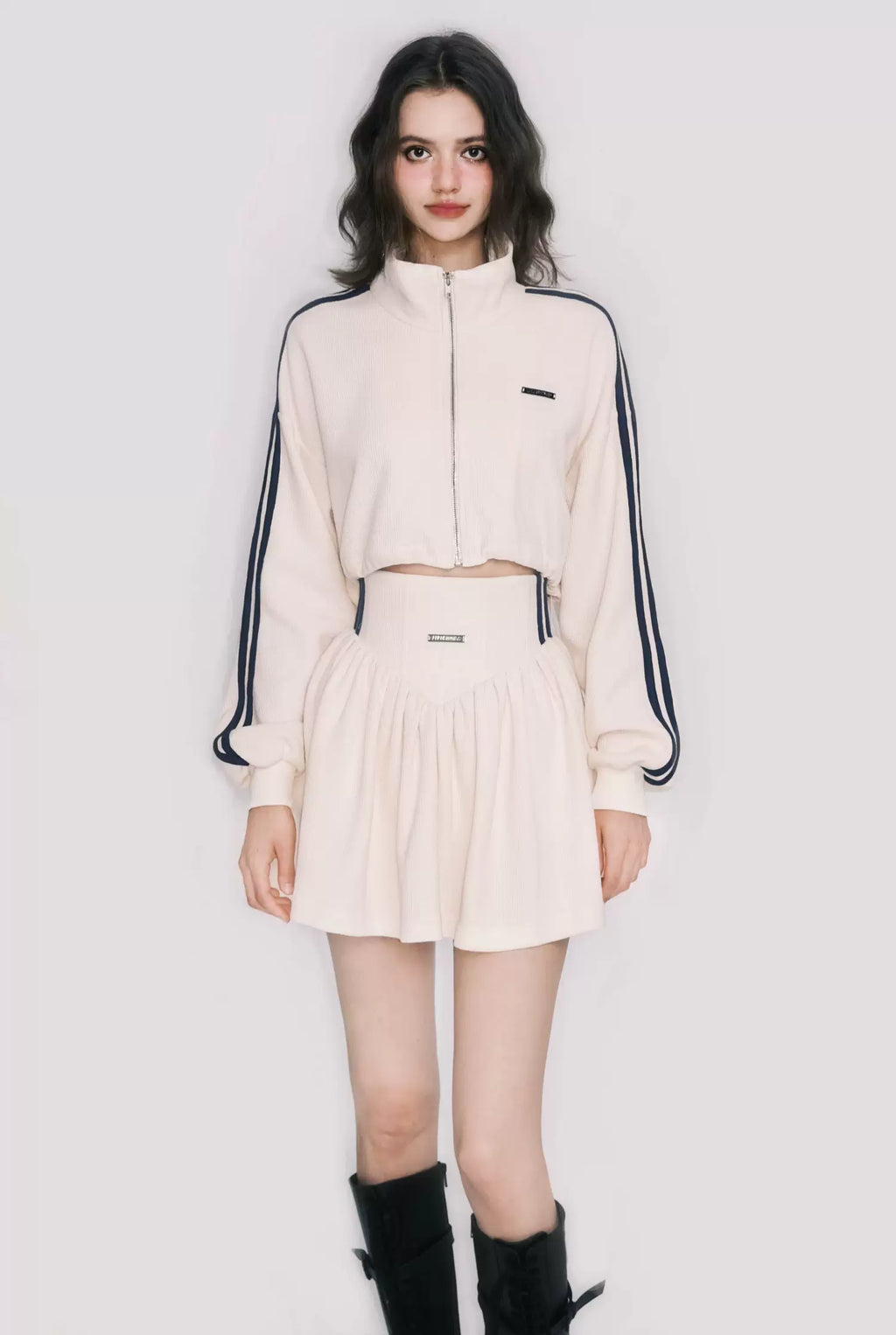 Tennis Waffle Sweatshirt & Mini Skirt Set