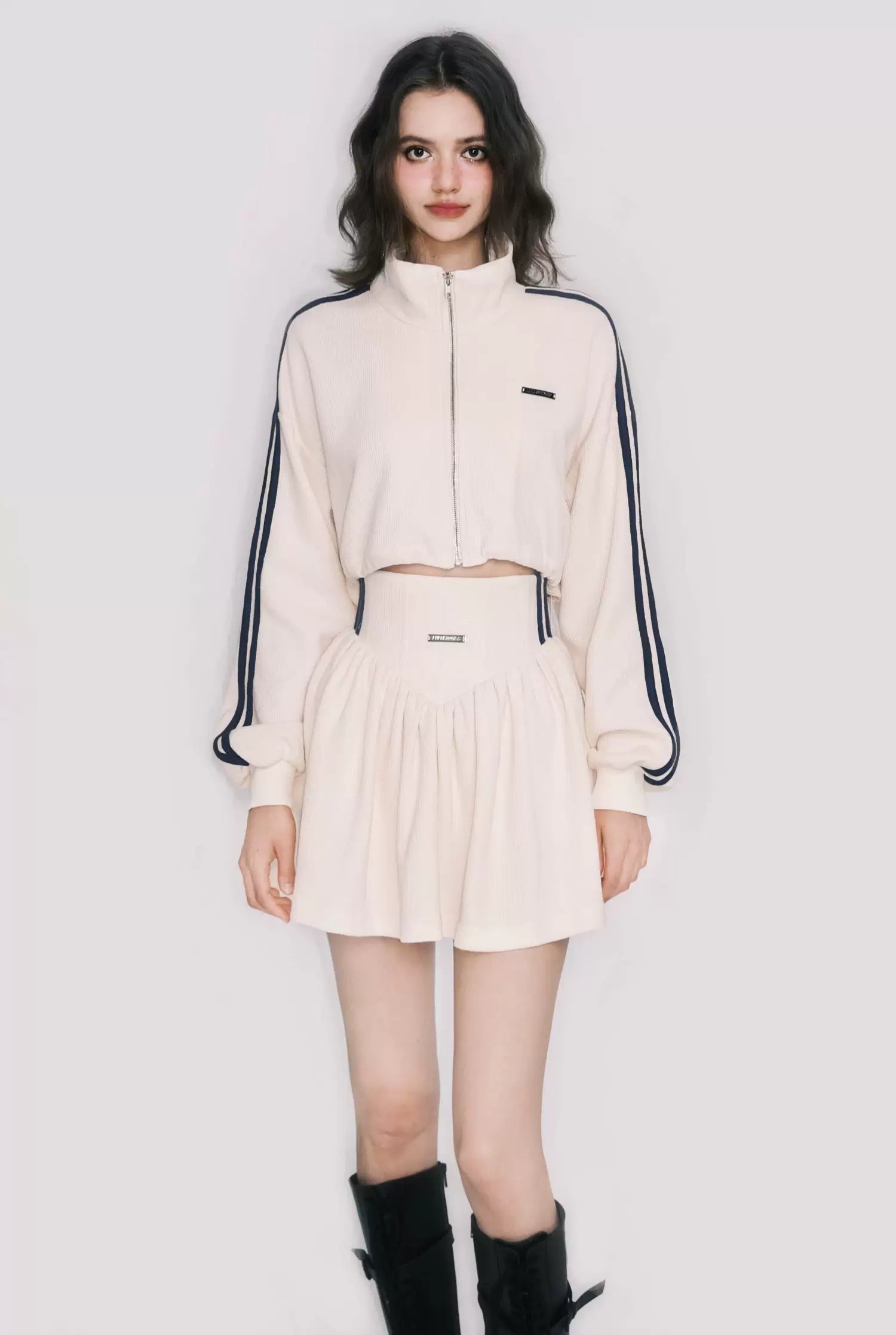 Tennis Waffle Sweatshirt & Mini Skirt Set