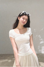 Radiant Muse Lyocell U-Neck Slim-Fit T-Shirt