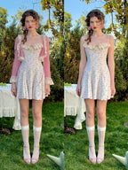 Rose Petite Florist Knit Dress & Cardigan Set