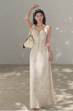 Bohemian Floral Print Waist-Cinched Sleeveless Slip Dress
