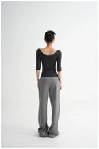 Lyocell Open-Back Fitted Mid-Sleeve T-Shirt