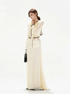 Chiffon Blouse & High-Waist Maxi Skirt Set