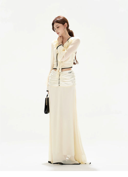 Chiffon Blouse & High-Waist Maxi Skirt Set
