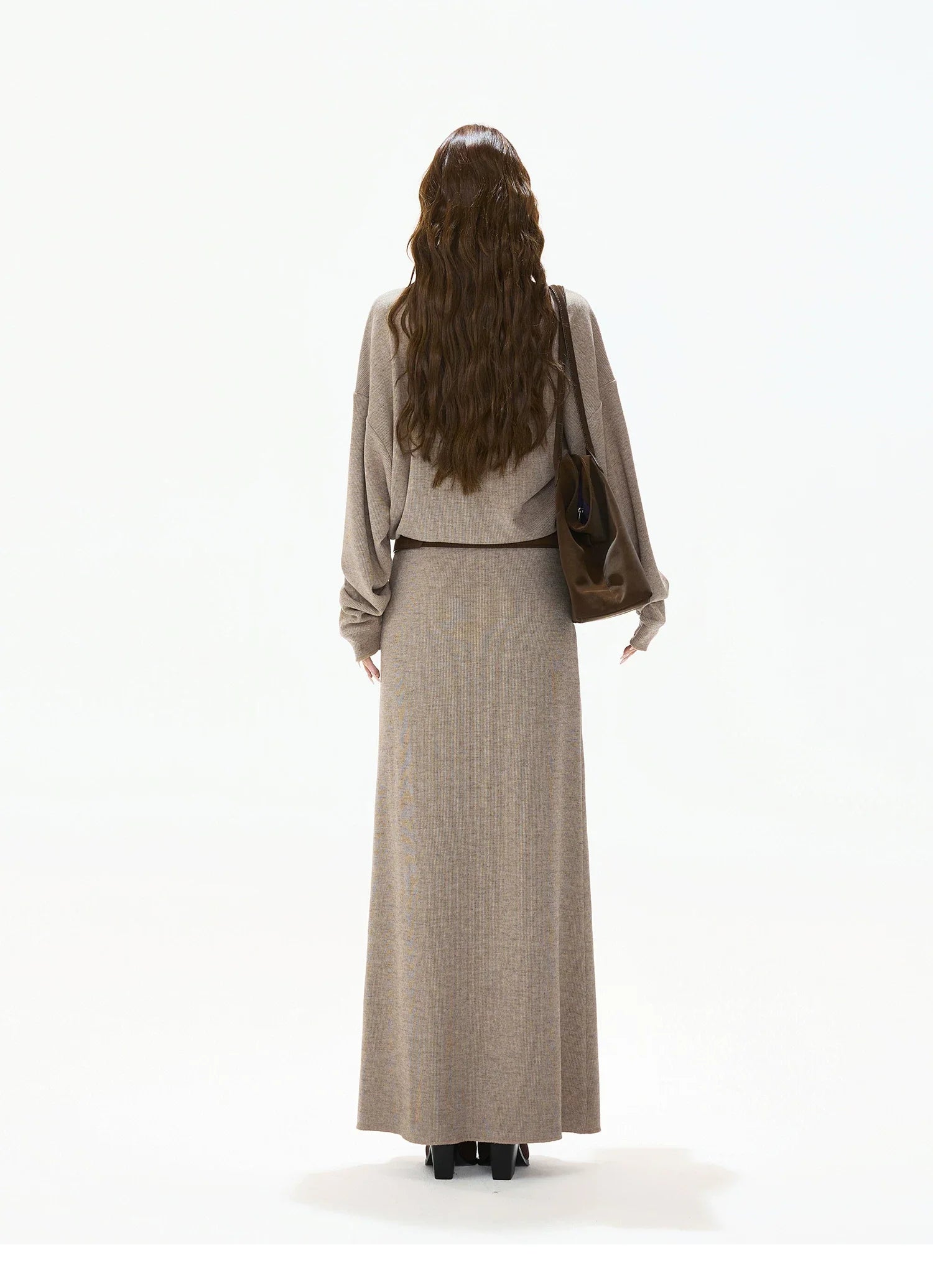 Logo-Embroidered High-Waist Knit Maxi Skirt