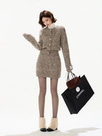 Wool Knit Cardigan & Mini Skirt Set