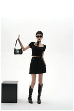 Tie-Detail Square-Neck Cropped T-Shirt