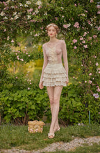 Vintage Layered Cutout Mini Skirt