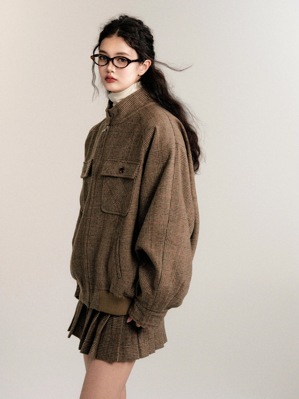 Vintage Collegiate Wool Jacket & Mini Skirt Set