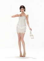 Polka Dot Lace Trim Vacation Two-Piece Set