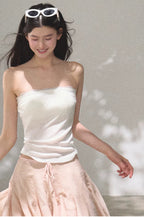 Lyocell Linen A-Line Lace-Trim Mini Skirt